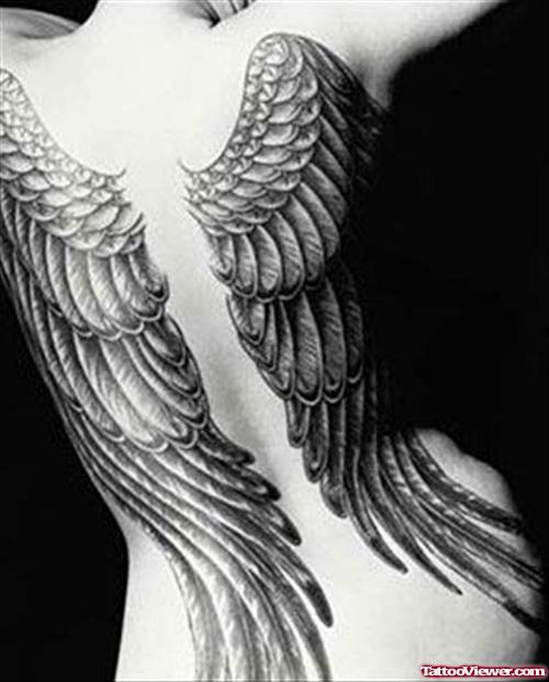 Amazing Gothic Wings Tattoos On Back Body