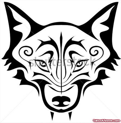 Tribal Gothic Wolf Head Tattoo Design