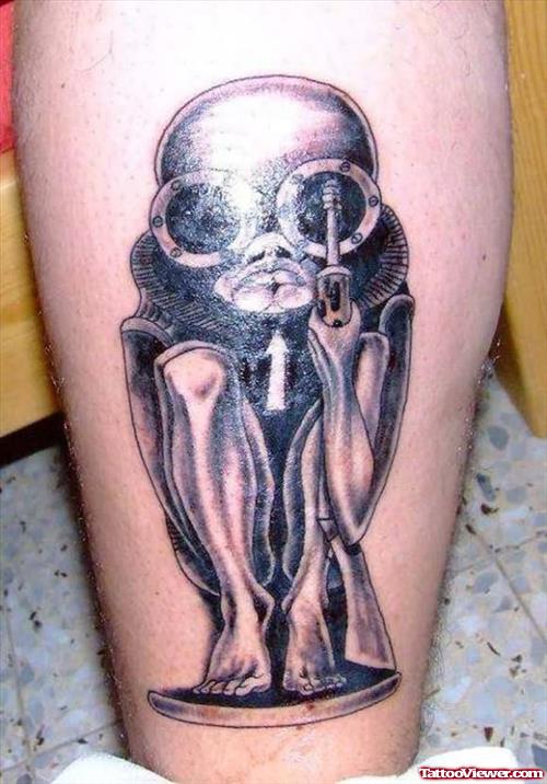 Grey Ink Gothic Giger Tattoo