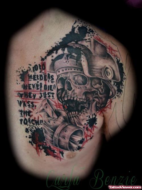 Gothic Skull Tattoo On Shoulder