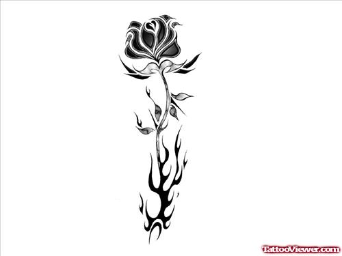 Tribal Flames Rose Gothic Tattoo Design
