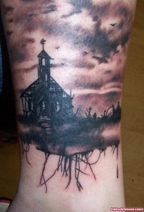 Dark Ink Gothic House Tattoo