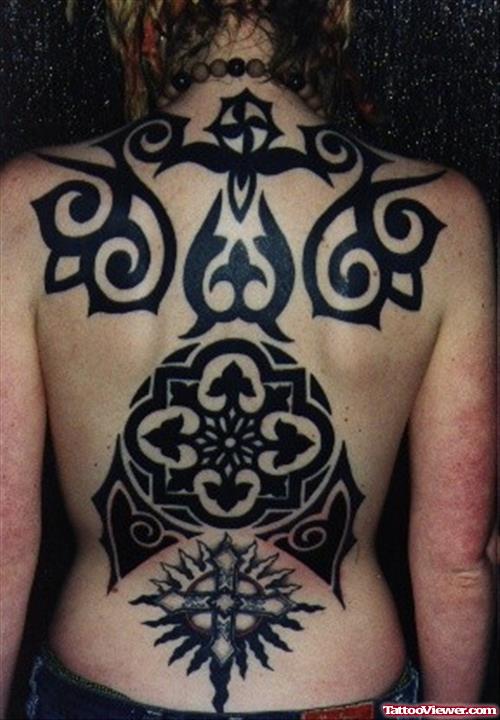 Tribal Gothic Tattoo On Back Body