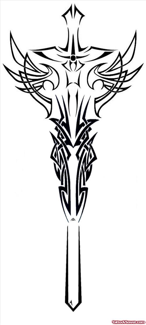 Gothic Dragon Sword Tattoo Design