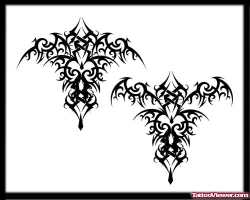 Gothic Bat Tribal Tattoo Design