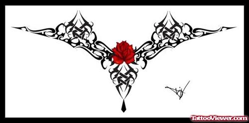 Gothic Rose And Black Tattoo Design