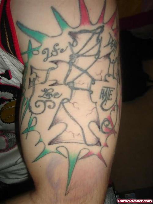Gothic Cross Sleeve Tattoo