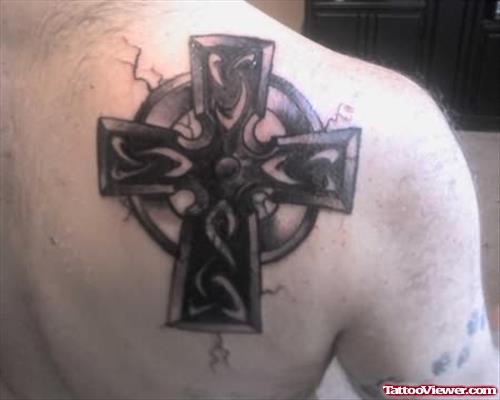 Back Shoulder Cross Tattoo