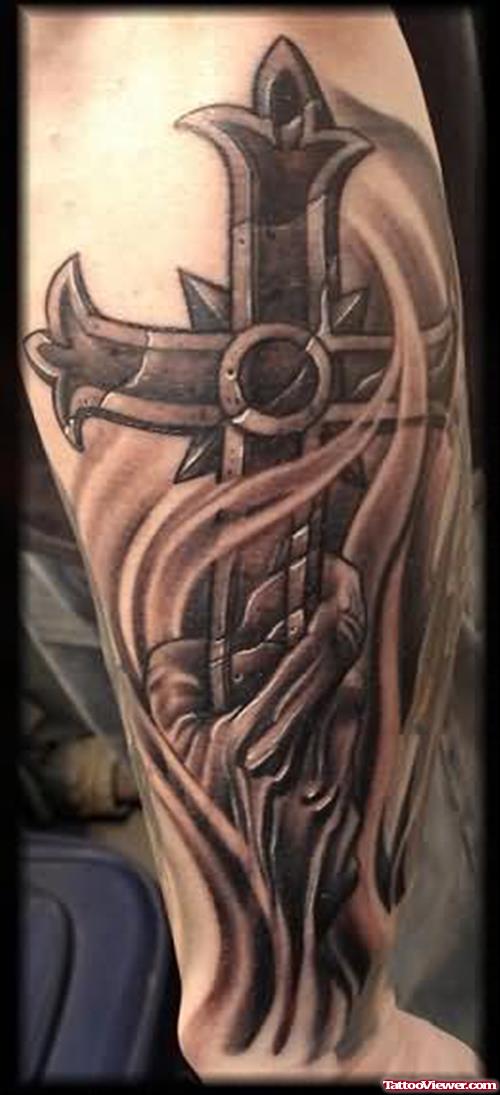 Gothic Cross Tattoo On Arm