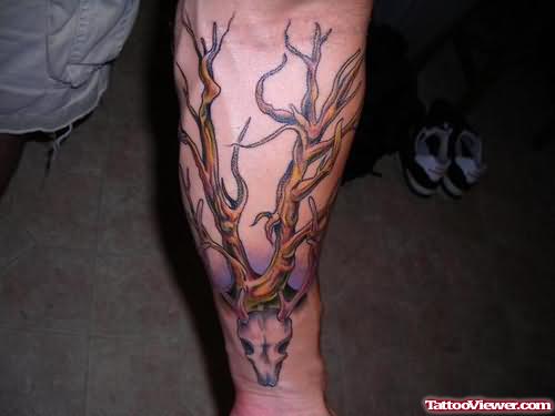 Gothic Deer Skull Tattoo On Arm