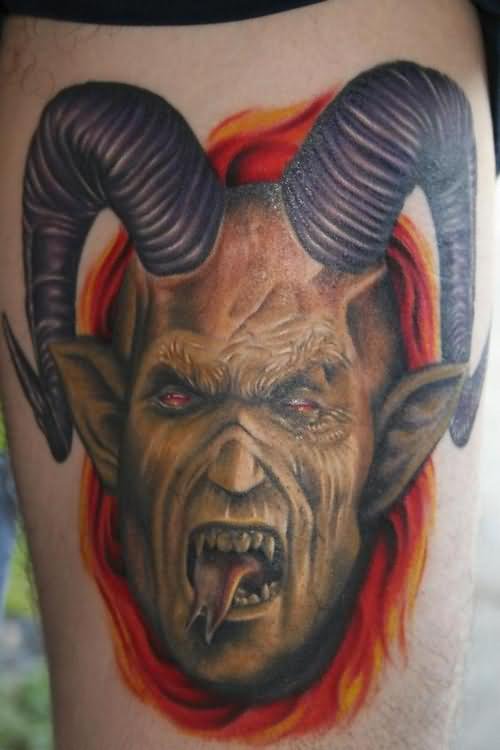 Color Ink Gothic Satan Tattoo