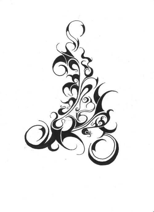 Tribal Grey Ink Gothic Tattoo Design For Men