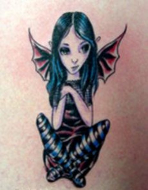 Color Ink Gothic Girl Tattoo