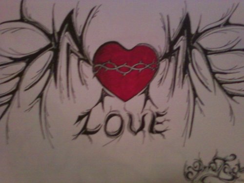 Gothic Heart Love Tattoo Design