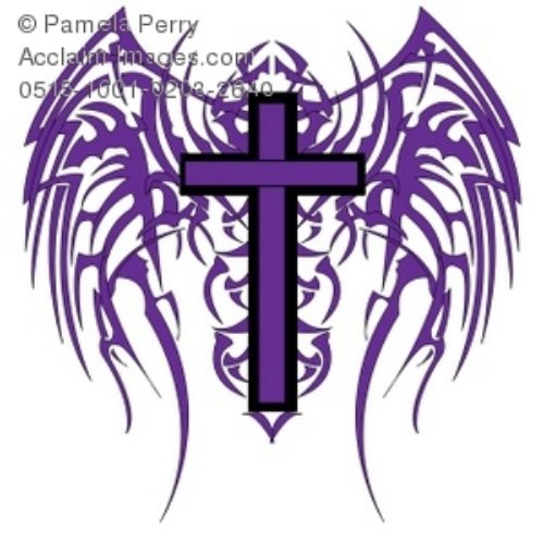 Tribal Gothic Winged Cross Tattoo Design