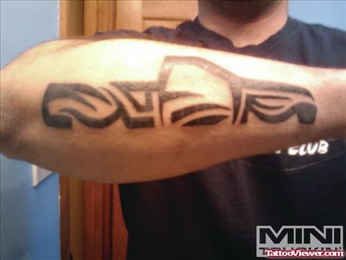 Tribal Graffiti Tattoo On Right Arm