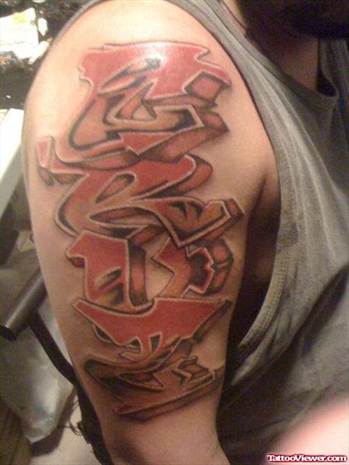 Awful Graffiti Tattoo On Man Right Sleeve