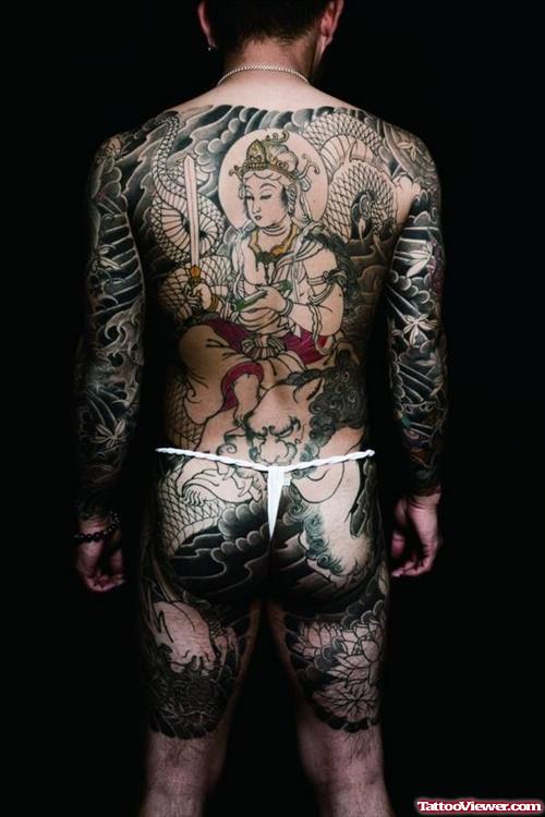 Dark Ink Graffiti Tattoo On Man Full Body