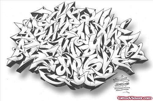 Wild Style Letters Graffiti Tattoo Design