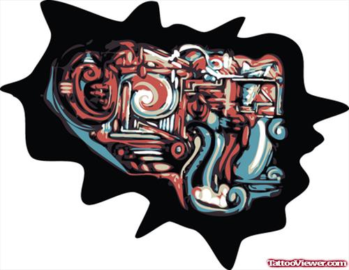 Biomechanical Graffiti Tattoo Design