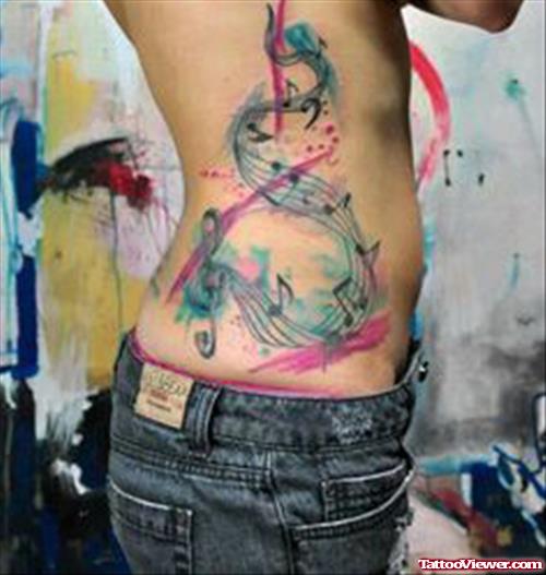 Abstarct Graffiti Tattoo On Side Rib