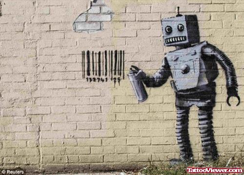 Robot Graffiti Tattoo Design