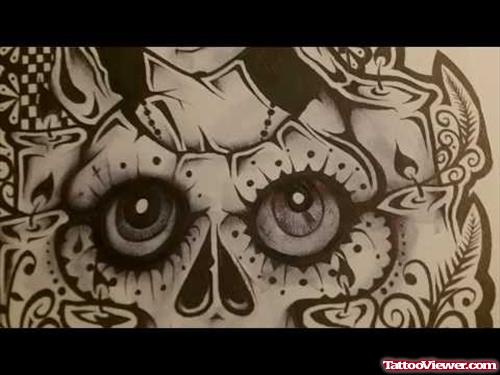 Graffiti Skull Eyes Tattoo