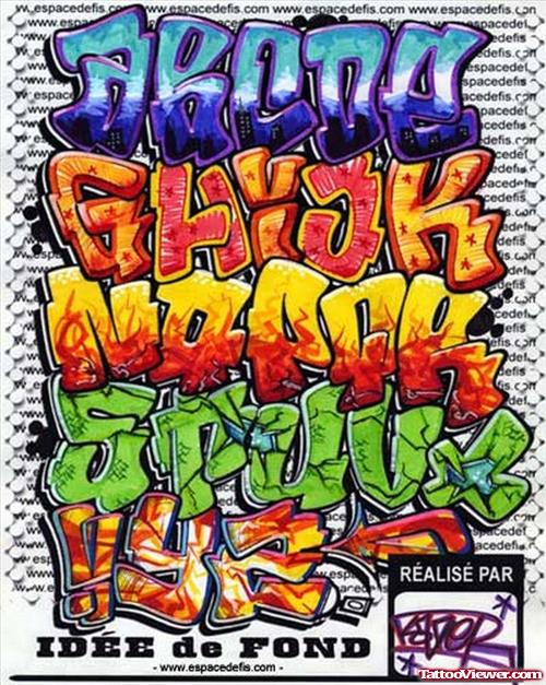 Crazy Color Ink Graffiti Tattoo Design