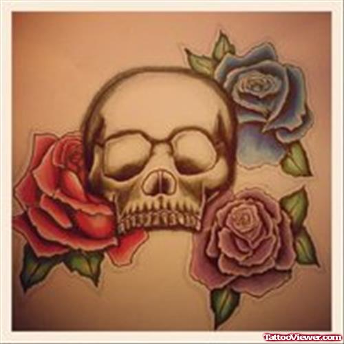 Color Flowers And Graffiti Tattoo Design