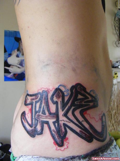 Jake Graffiti Tattoo On Side