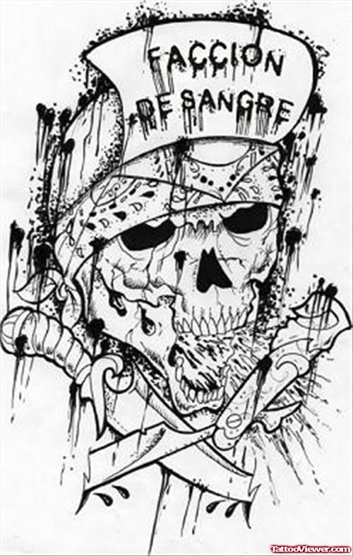 Grey Ink Graffiti Skull Tattoo Design
