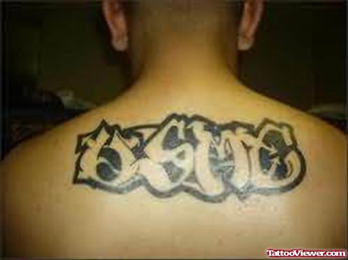 USMC Graffiti Tattoo On Back