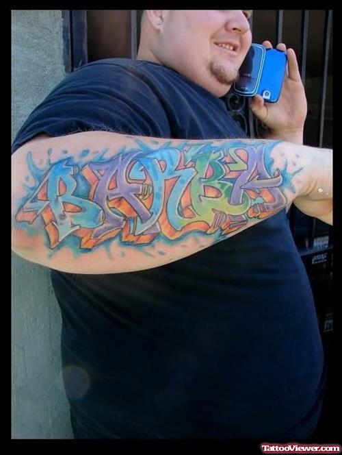 Back Arm Graffiti Tattoo
