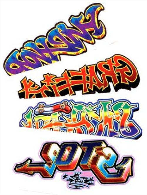 Cool Colored Graffiti Tattoos Designs
