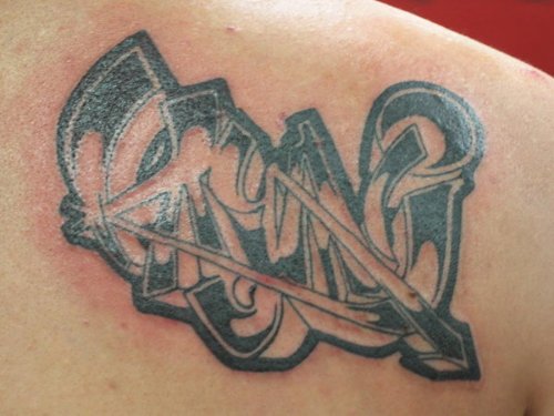 Grey Ink Kayani Graffiti Tattoo