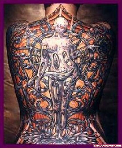 Full Back Graveyard Tattoo
