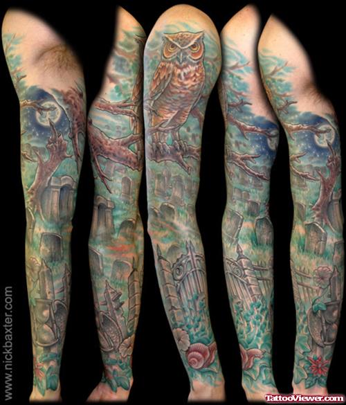 Graveyard Tattoo Design For Sleeve