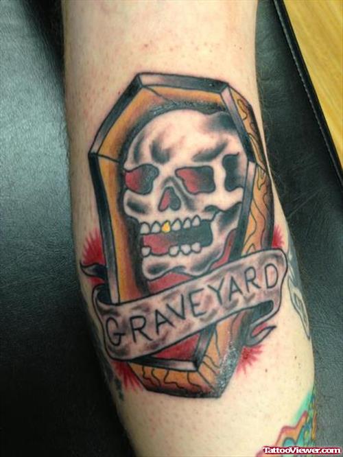 Graveyard Banner And Skull Tattoo