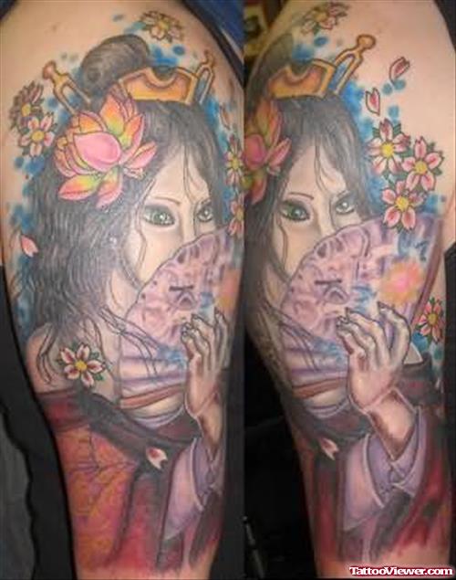 Graveyard Girl Tattoo On Shoulder