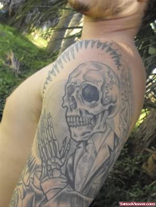 Danielle Graveyard Tattoo On Shoulder