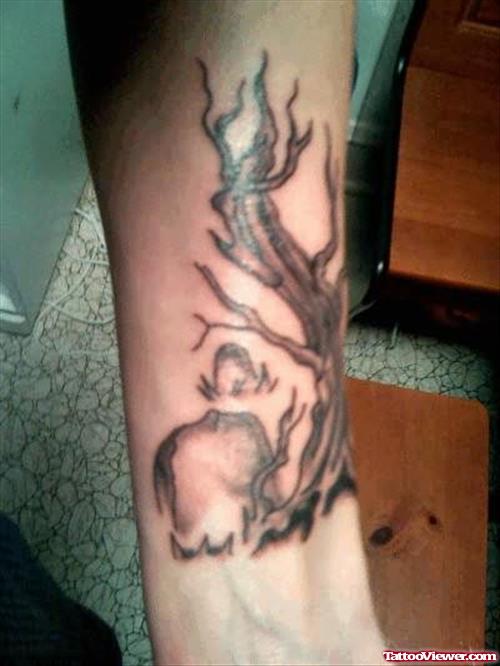 Graveyard Tree Tattoo On Wrist