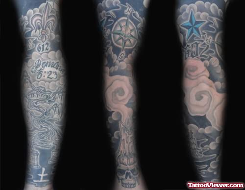 Candle Graveyard Sleeve Tattoos