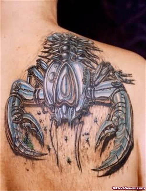 Graveyard Tattoo On Back Shoulder