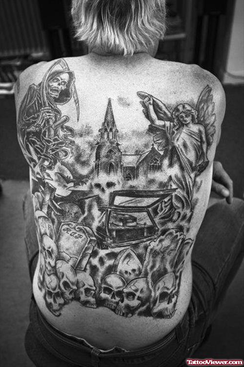 Graveyard Tattoo On Back