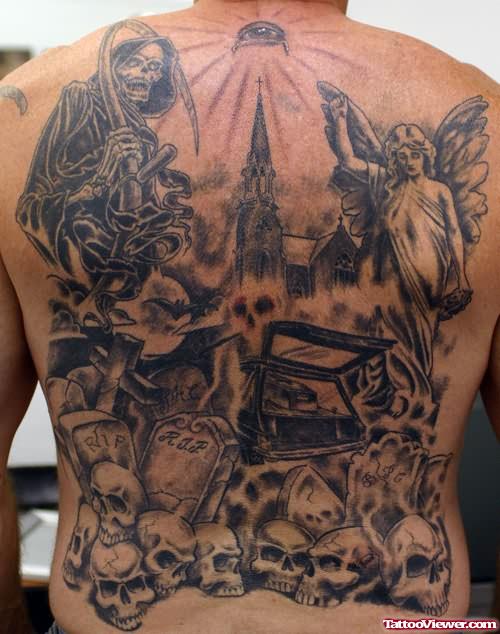 Graveyard Back Body Tattoo