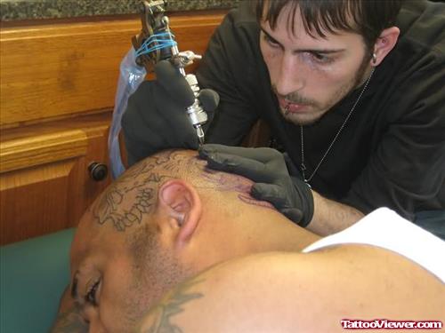 Graveyard Head Tattoo For Men