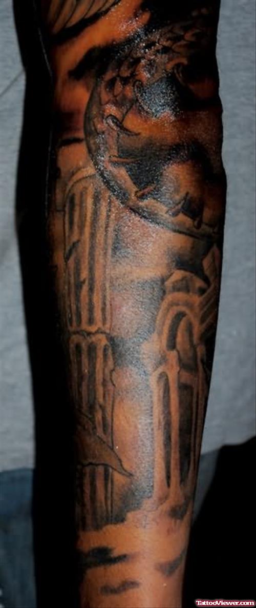 Gothic Graveyard Sleeve Tattoo