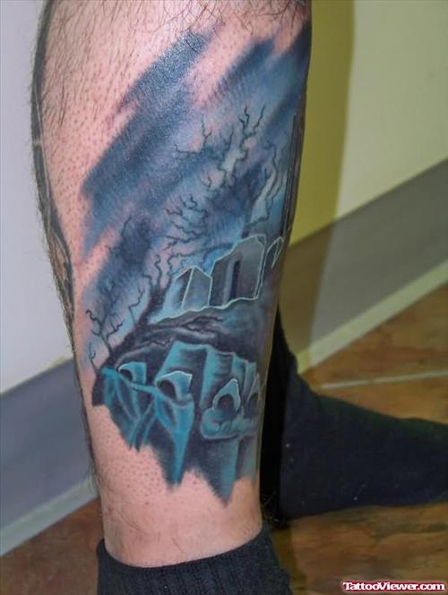 Blue Ink Tree Tattoos