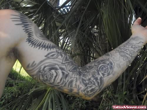 Danielle Graveyard Tattoo On Muscles