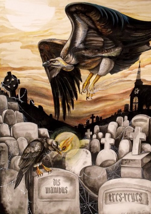 Graveyard Tombstones And Eagle Tattoo